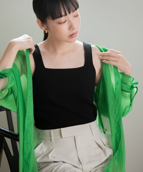 LOWRYS FARM「ソウバリスクエアタンクトップ」|ニット・セーター|ブラック