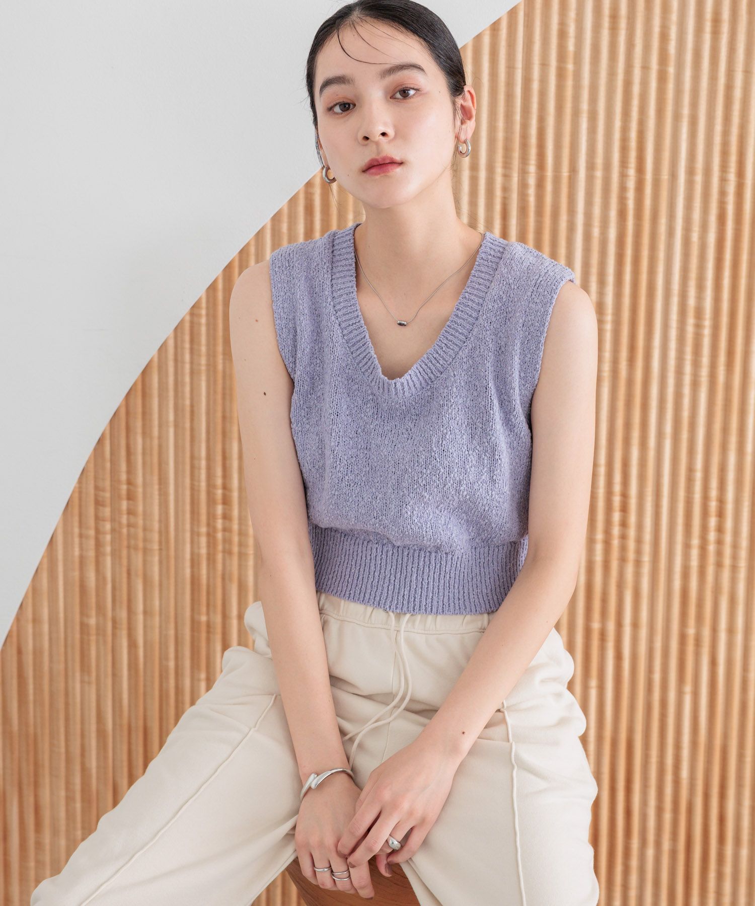 LOWRYS FARM「スラブバックボタンベスト」|ニット・セーター|PPL2