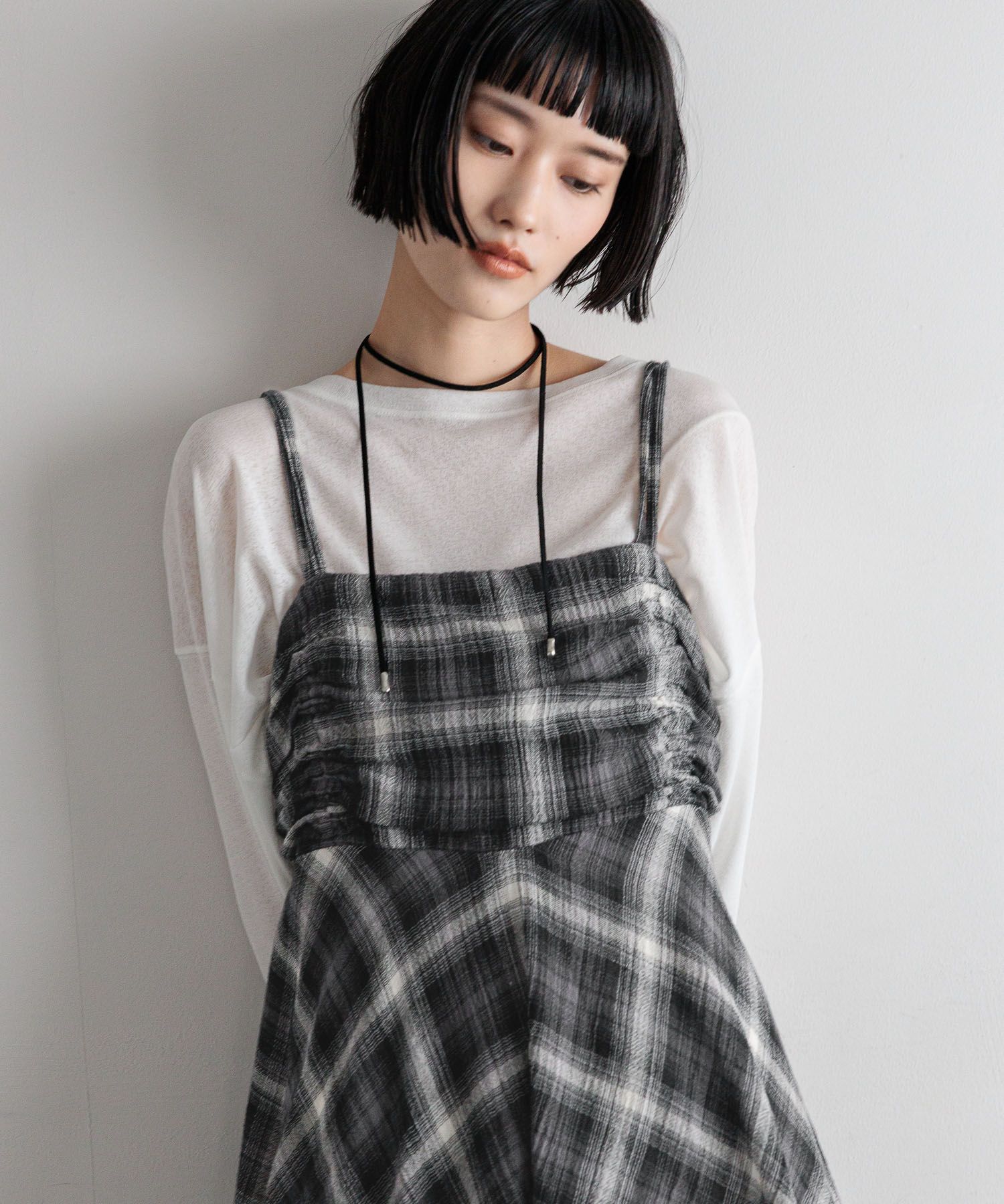 LOWRYS FARM「オンブレチェックキャミチュニック」|シャツ・ブラウス|