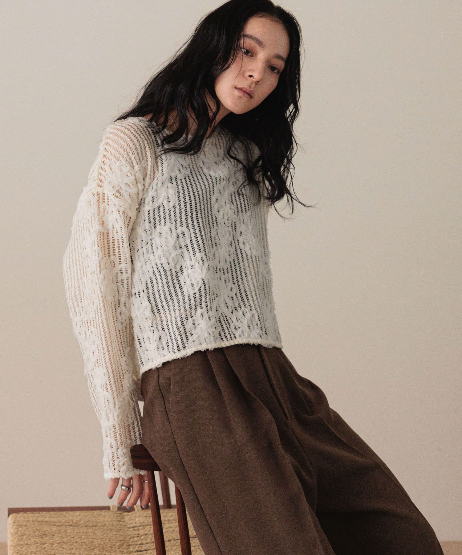 LOWRYS FARM「３ＤレースプルオーバーＬＳ」|Tシャツ・カットソー|