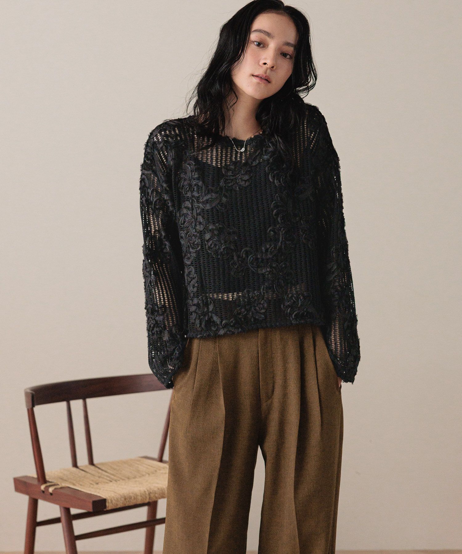 LOWRYS FARM「３ＤレースプルオーバーＬＳ」|Tシャツ・カットソー|