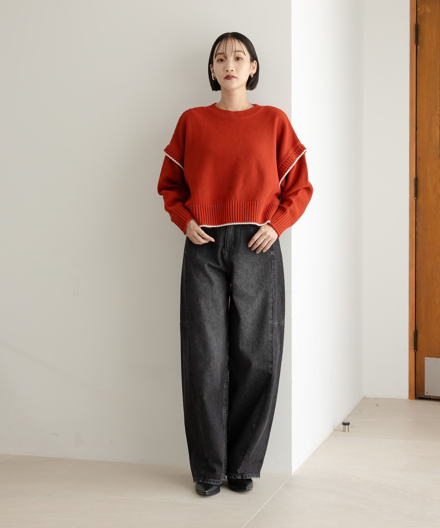 LOWRYS FARM「【前後着用可能】２ＷＡＹハイショクステッチプルオーバー」|ニット・セーター|