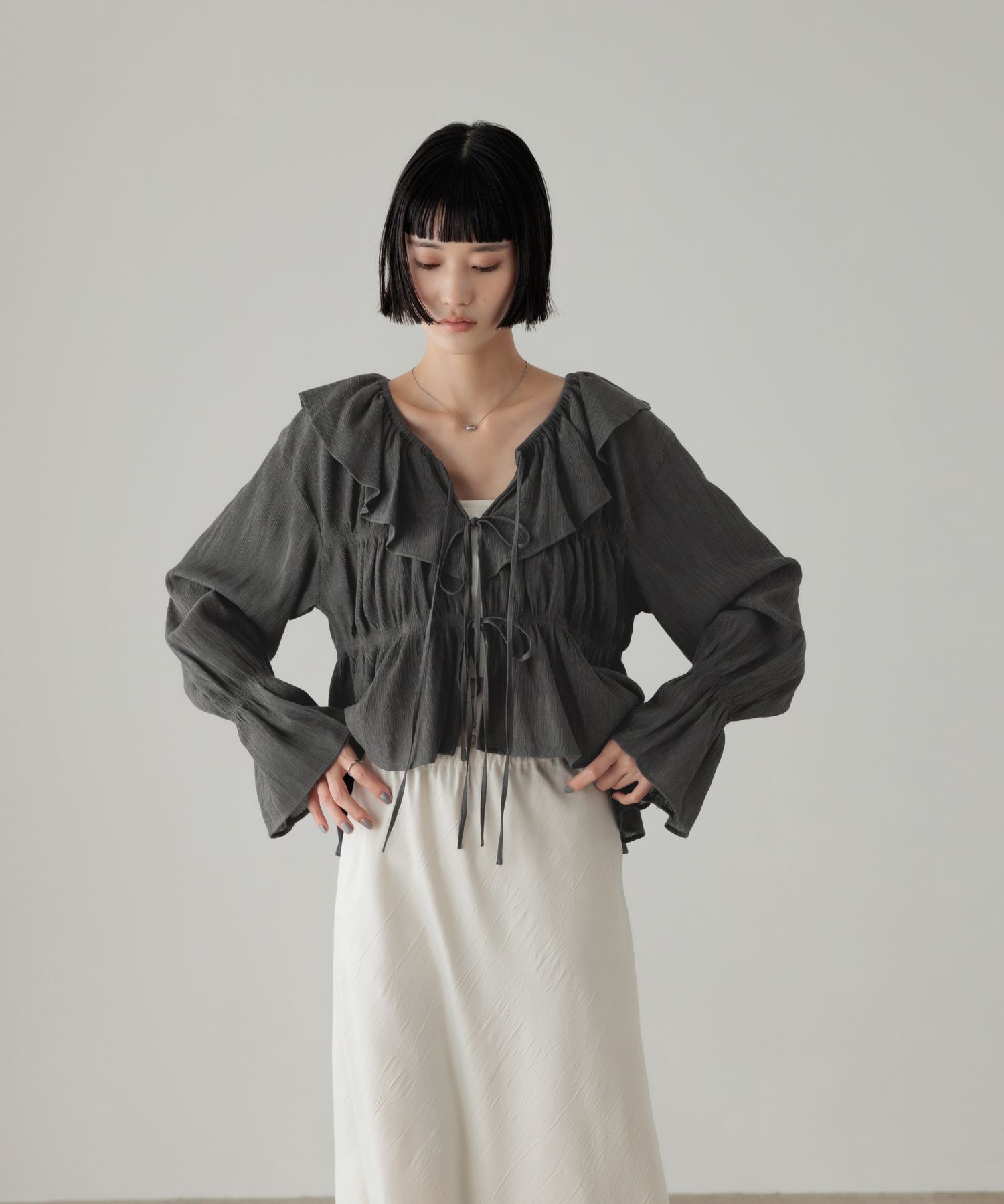 LOWRYS FARM「ヨウリュウシャーリングフリルブラウス」|シャツ・ブラウス|