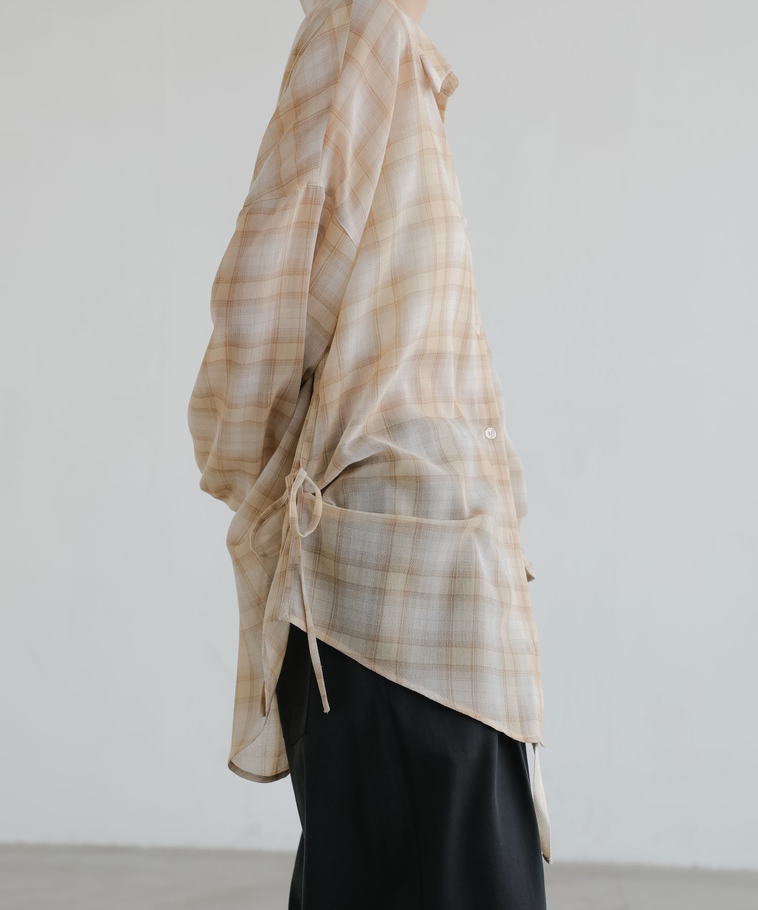 LOWRYS FARM「シアーチェックシャツロング」|シャツ・ブラウス|