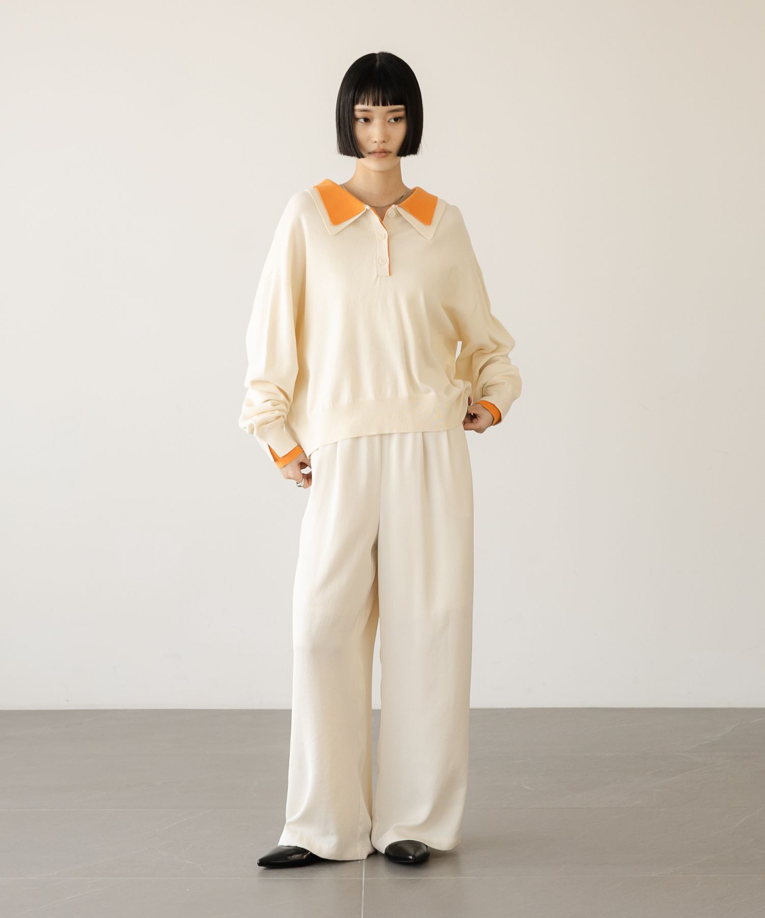 LOWRYS FARM「バイカラーニットポロＬＳ」|ニット・セーター|