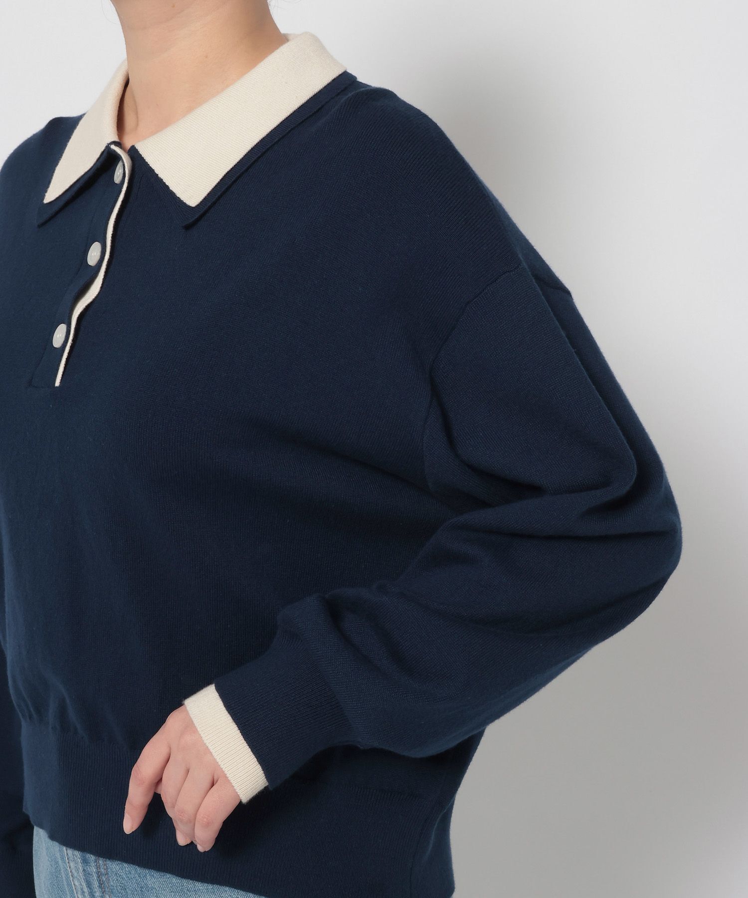 LOWRYS FARM「バイカラーニットポロＬＳ」|ニット・セーター|