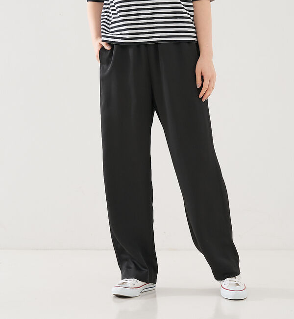 collex「【手洗い可能】【新色】リラックスサテンパンツ2」|その他|ブラック