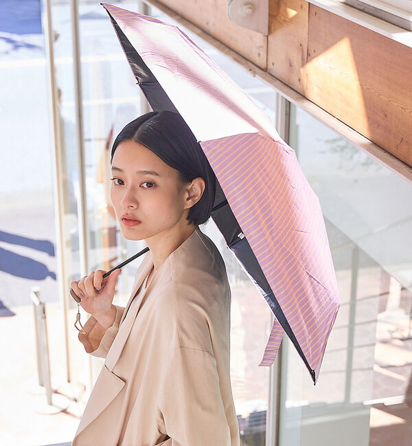 collex「ラフストライプ ALL IN UMBRELLA 折りたたみ傘【assa】【WEB」|傘|ピンク