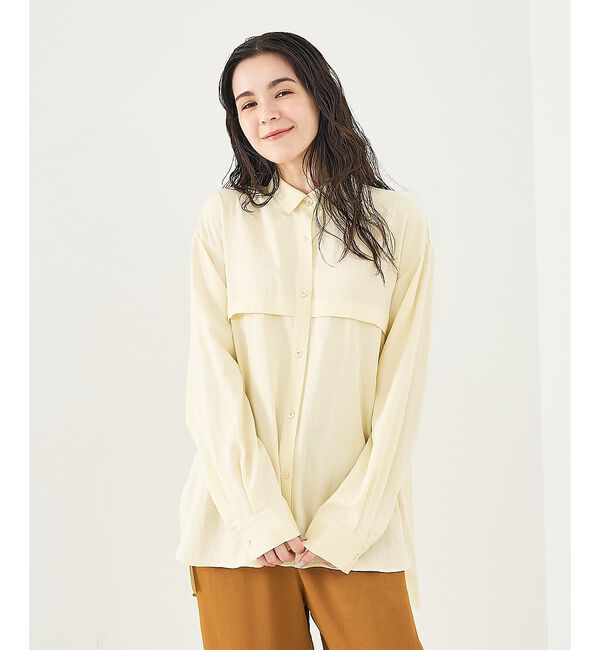 collex「フロント切替バックギャザーシャツ」|シャツ・ブラウス|イエロー
