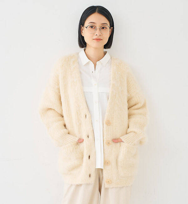collex「ヘアリー畦編みカーディガン」|カーディガン|