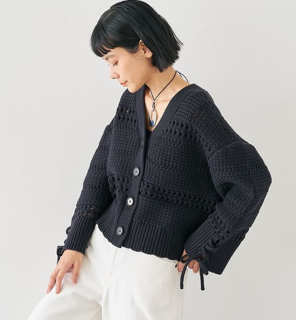 collex「袖口レースアップ2WAYカーディガン」|カーディガン|
