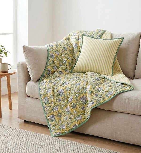 collex「【26SS新色】フラワープリントキルトケット 140&times;200」|その他|イエロー