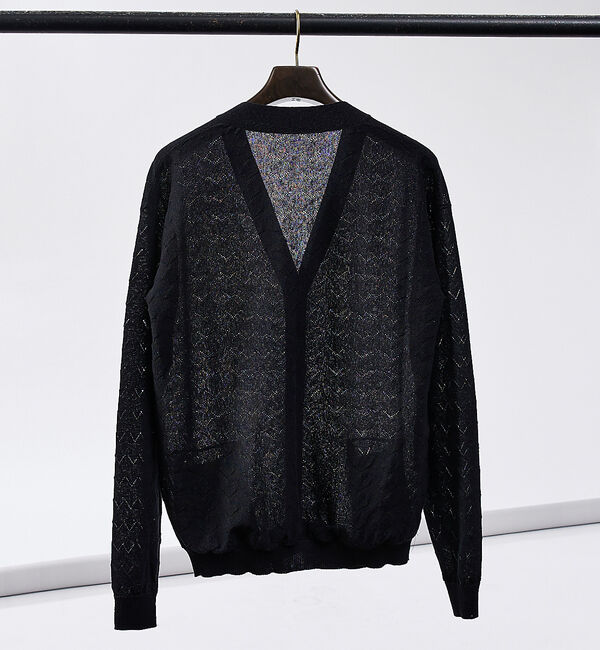 ABAHOUSE「【リネン混】透かし編み シアー カーディガン」|カーディガン|