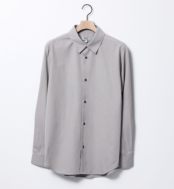 ABAHOUSE「【リラックスフィット】ピーチサテン レギュラーカラーシャツ」|シャツ・ブラウス|グレージュ