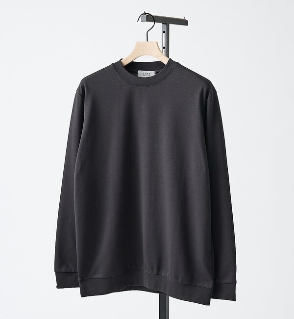 ABAHOUSE「【SMART CLOSET】シルキータッチ モックネック 長袖Tシャツ」|Tシャツ・カットソー|ブラック