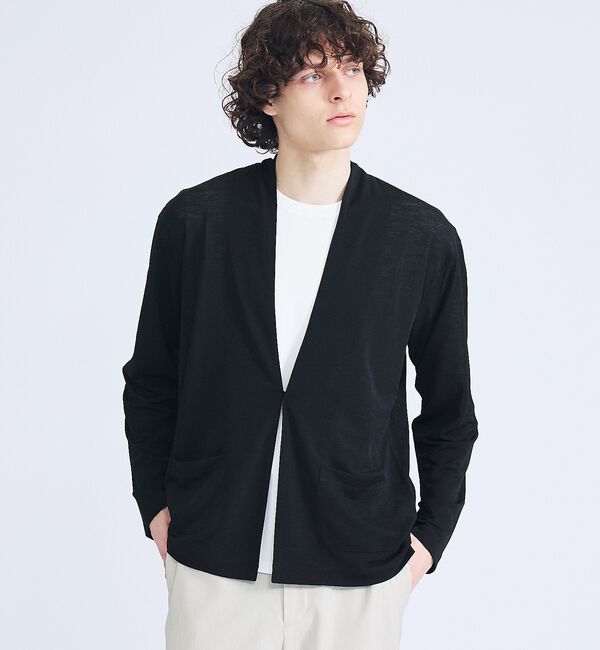 ABAHOUSE「【定番/シアー素材】ストレッチ カノコ ワンボタン カーディガン」|カーディガン|
