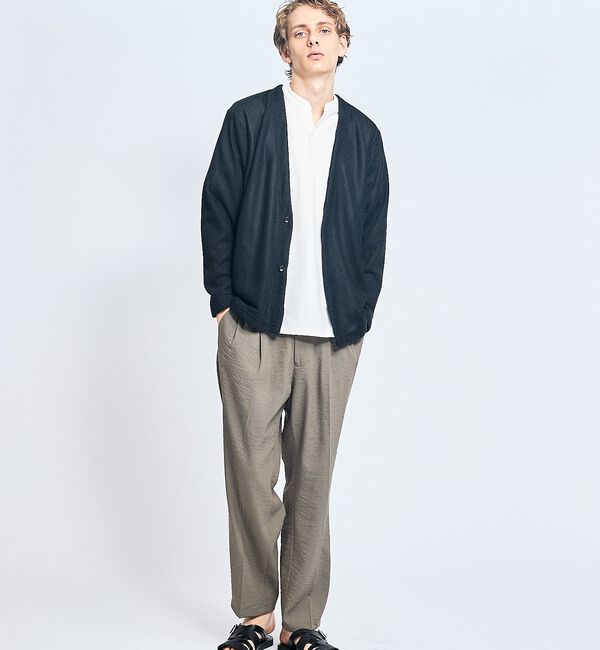 ABAHOUSE「【定番/シアー素材】ストレッチ カノコ ワンボタン カーディガン」|カーディガン|