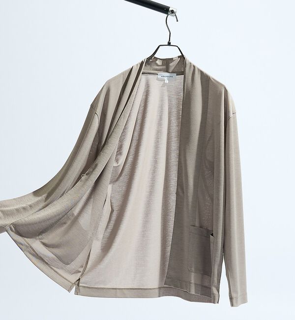 ABAHOUSE「【定番/シアー素材】ストレッチ カノコ ワンボタン カーディガン」|カーディガン|ブラウン系その他1