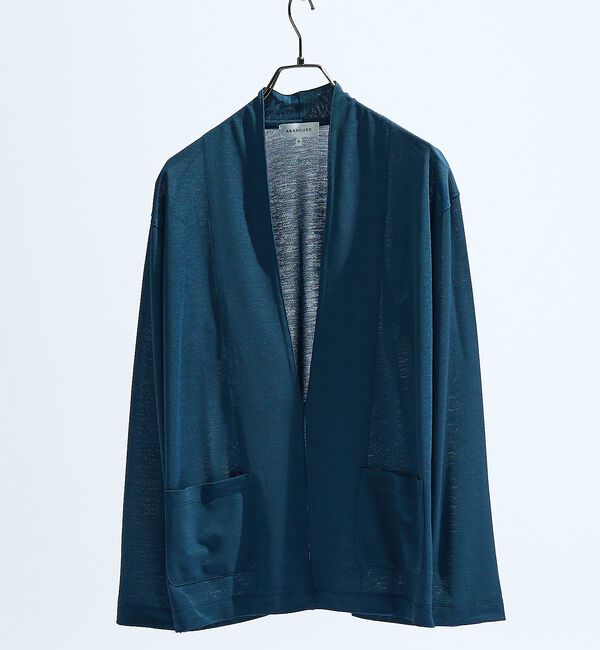 ABAHOUSE「【定番/シアー素材】ストレッチ カノコ ワンボタン カーディガン」|カーディガン|