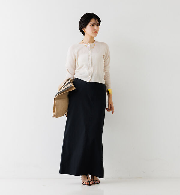 Rouge vif「布帛コンビシアーリブカーディガン」|カーディガン|