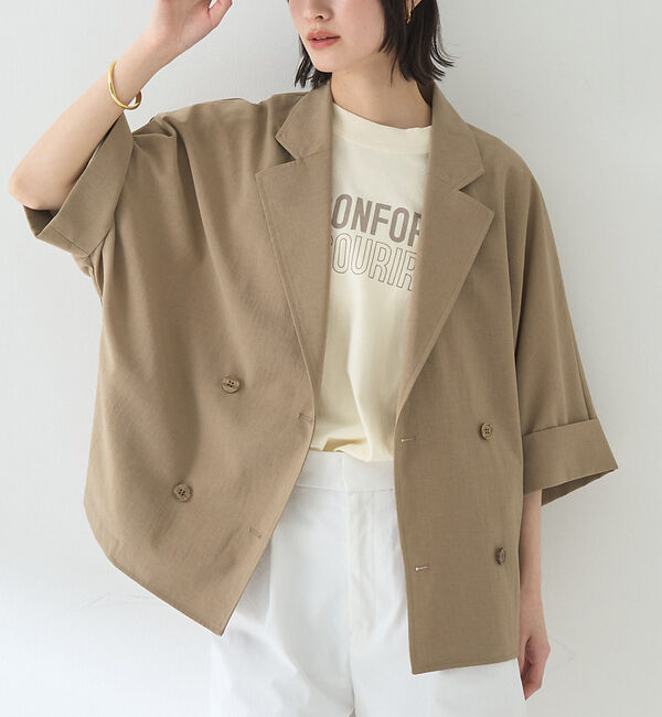 Rouge vif「撥水ドルマンハーフスリーブジャケット」|その他|ダークベージュ
