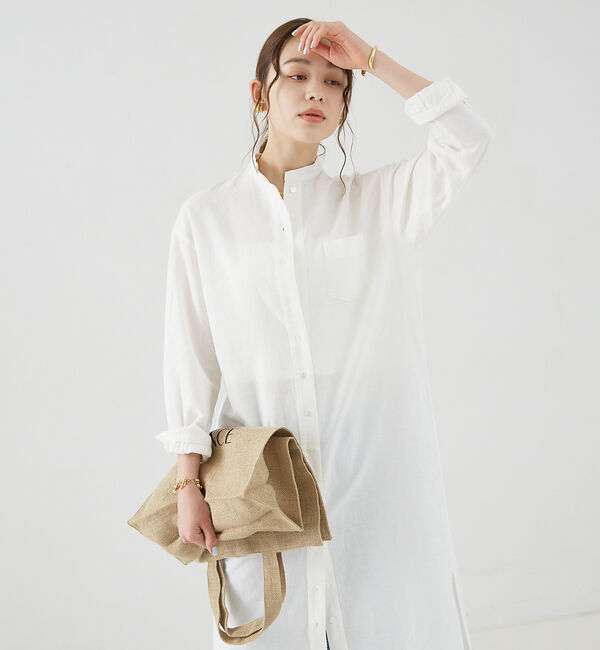 Rouge vif「麻混長袖シャツワンピース」|ワンピース|