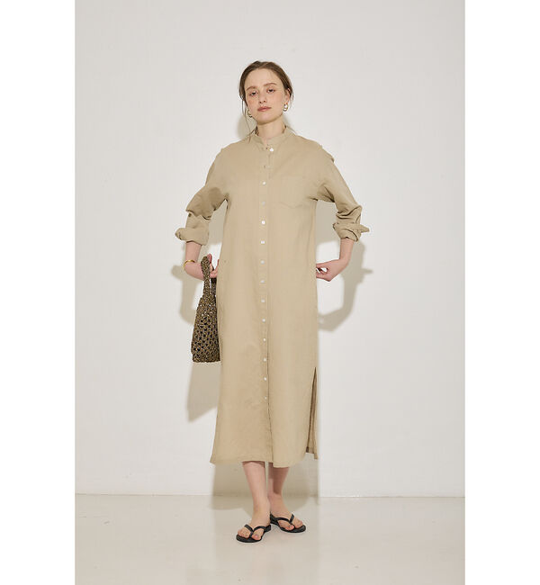 Rouge vif「麻混長袖シャツワンピース」|ワンピース|