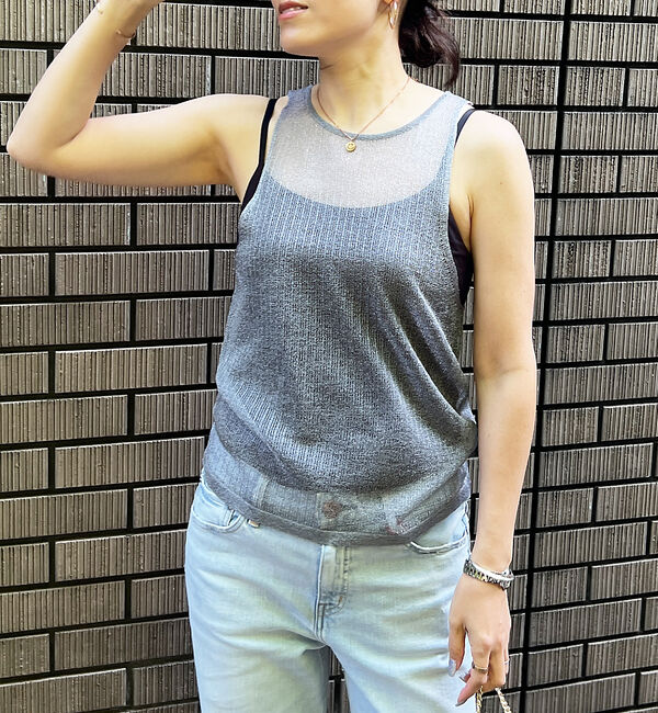 Rouge vif「針抜きシアーメタリックアメスリニット」|キャミソール|
