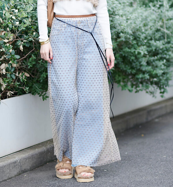 Rouge vif「スター＆ハート柄チュールスカート」|スカート|ベージュ