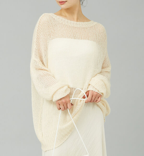 Rouge vif「モヘアライクシアー2WAY ニットプルオーバー」|ニット・セーター|ベージュ