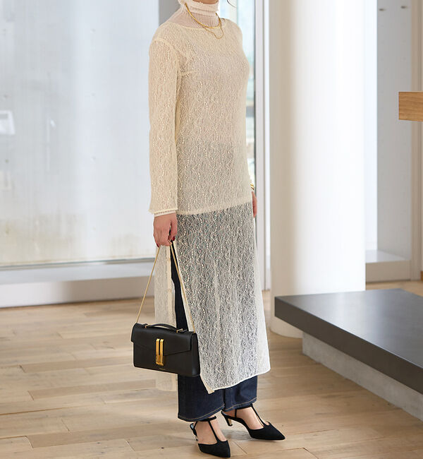 Rouge vif「前後２WAYサイドスリットレースワンピース」|ワンピース|アイボリー