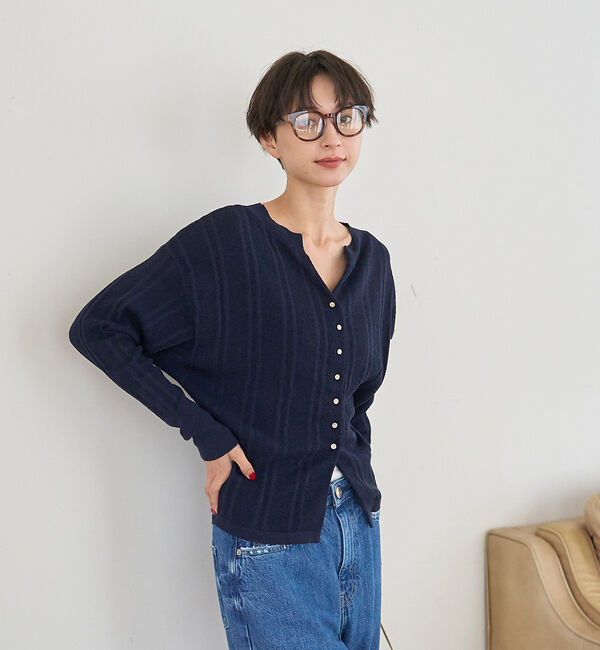 Rouge vif「変形ストライプ前後2WAYニット / カーディガン」|ニット・セーター|