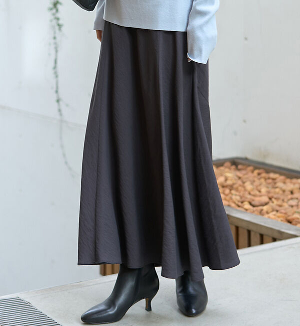 Rouge vif「【新色登場】切替マキシスカート」|スカート|チャコールグレー