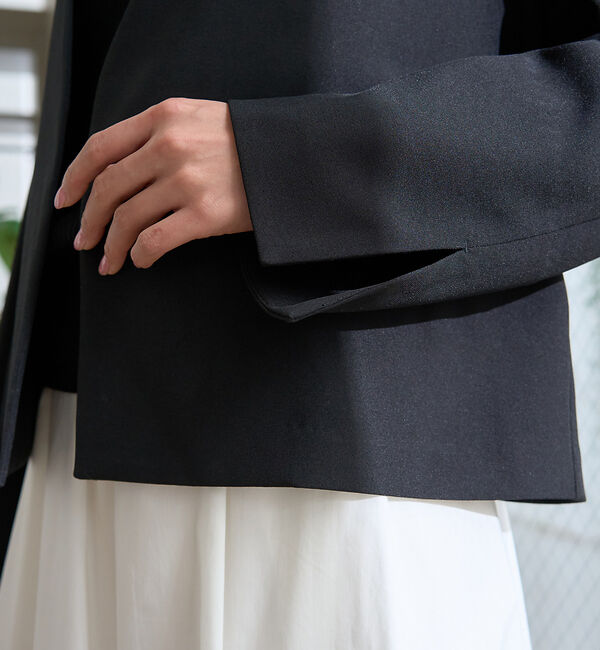 Rouge vif「【セットアップ対応】ベルトノーカラーライトジャケット」|ノーカラージャケット|