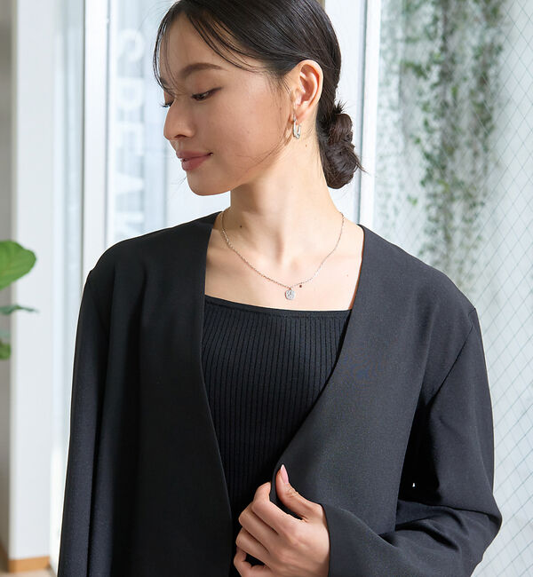 Rouge vif「【セットアップ対応】ベルトノーカラーライトジャケット」|ノーカラージャケット|