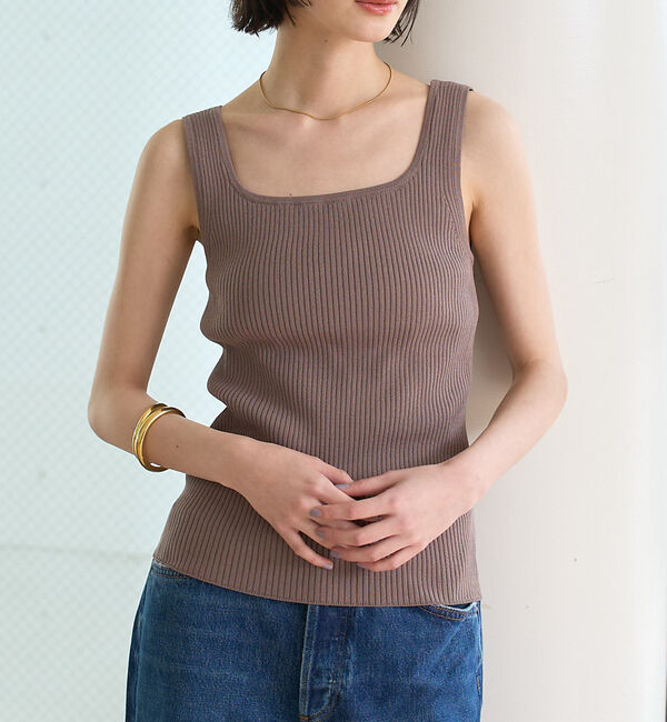 Rouge vif「スクエアネックリブタンクトップ」|ニット・セーター|ベージュ