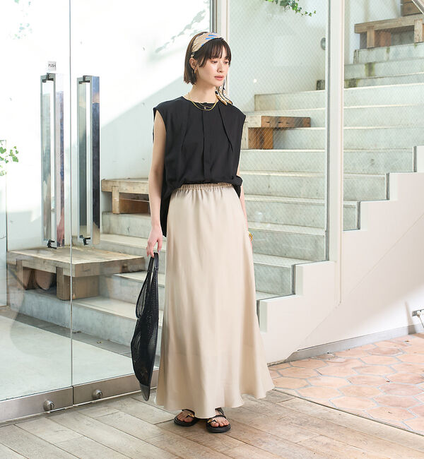 Rouge vif「ヴィンテージライクキュプラバイヤスロングスカート」|スカート|