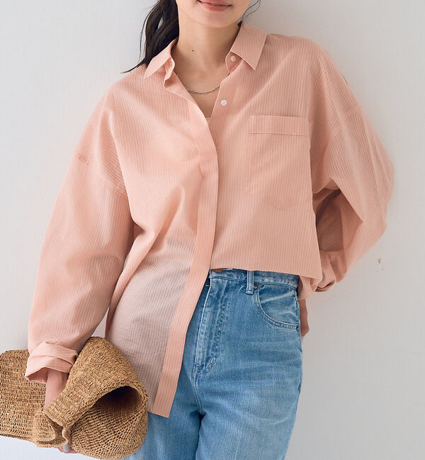 Rouge vif「【新色登場】バックツイストピンストシャツ」|シャツ・ブラウス|ピンク