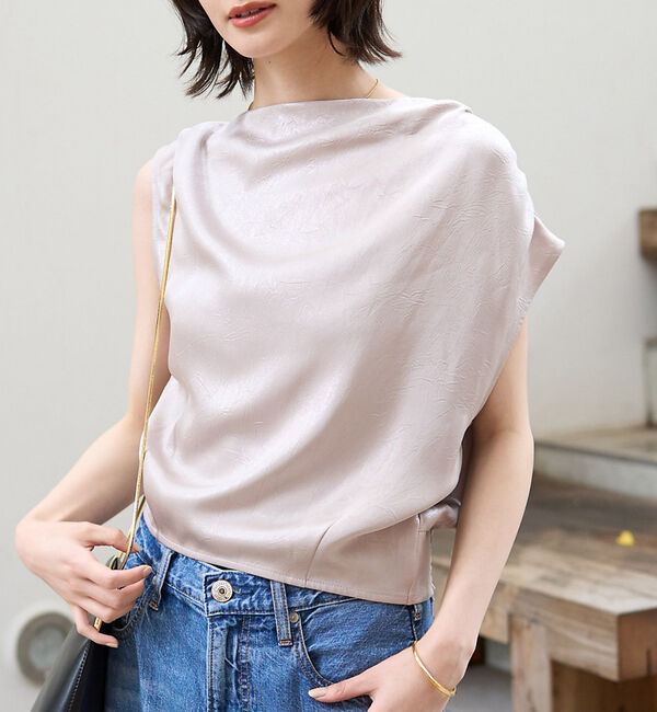 Rouge vif「【一部店舗限定】アシメドレープブラウス」|シャツ・ブラウス|グレージュ