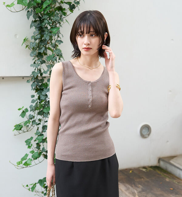Rouge vif「ヘンリーネックニットタンクトップ」|キャミソール|
