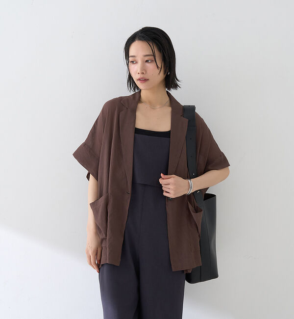 Rouge vif「強撚半袖シアーフォルムジャケット」|テーラードジャケット|
