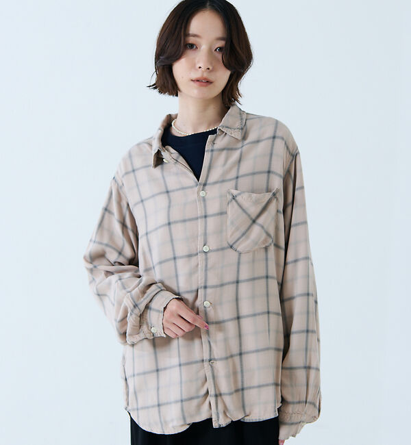 Rouge vif「【REMI RELIEF / レミレリーフ】レーヨンツイルチェックレギュラー シ」|シャツ・ブラウス|ピンク