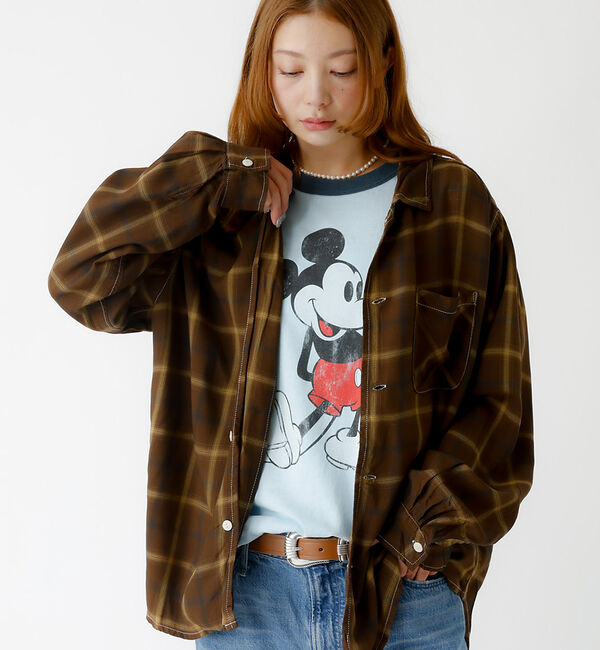 Rouge vif「【REMI RELIEF / レミレリーフ】レーヨンツイルチェックレギュラー シ」|シャツ・ブラウス|ブラウン