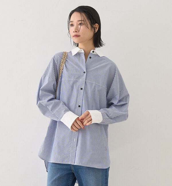 Rouge vif「コットンストライプクレリックシャツ」|シャツ・ブラウス|