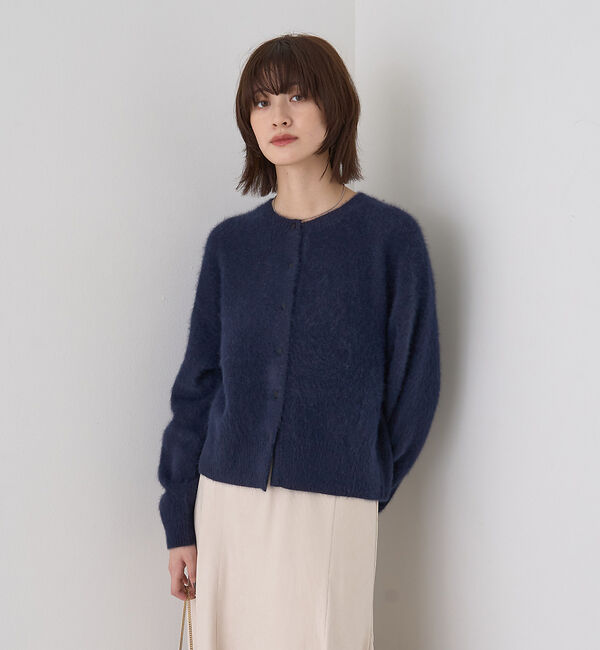 Rouge vif「フォックスウールクルーネッククルミ釦カーディガン」|カーディガン|