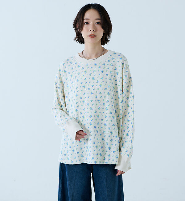 Rouge vif「【JEMORGAN / ジェーイーモーガン】ガーゼ裏毛 花柄クルースウェット/J」|スウェット・ジャージ|