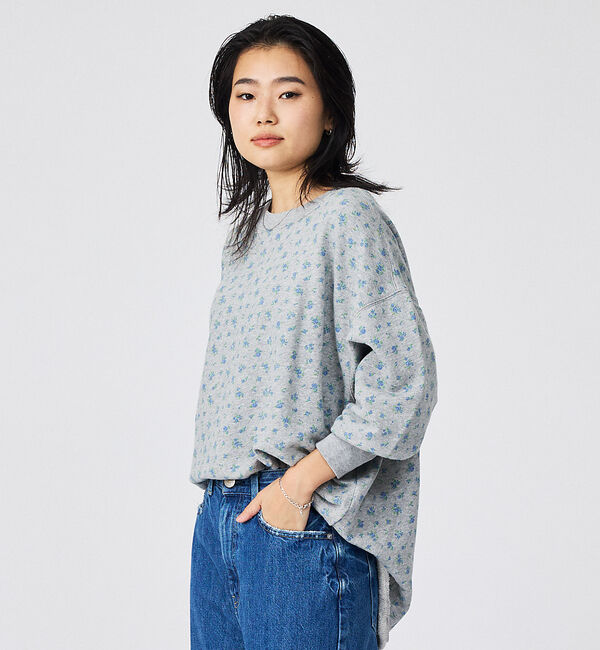 Rouge vif「【JEMORGAN / ジェーイーモーガン】ガーゼ裏毛 花柄クルースウェット/J」|スウェット・ジャージ|