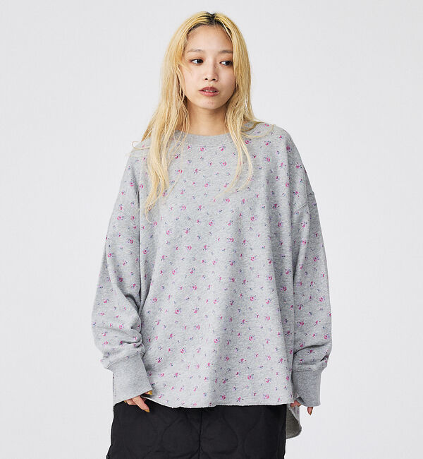 Rouge vif「【JEMORGAN / ジェーイーモーガン】ガーゼ裏毛 花柄クルースウェット/J」|スウェット・ジャージ|