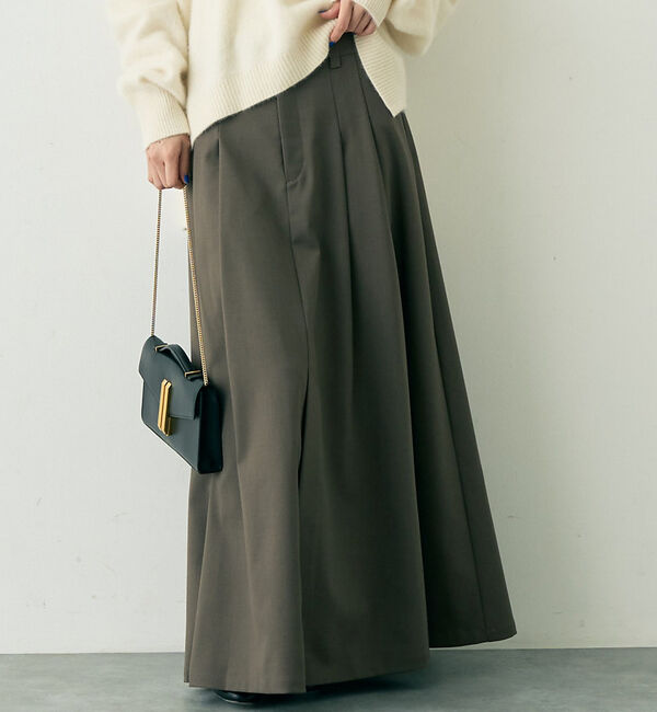 Rouge vif「【人気追加】 タックフレアマキシスカート」|スカート|モカ