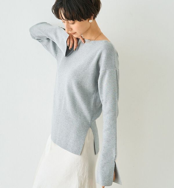 Rouge vif「スムーススリット ニットプルオーバー」|ニット・セーター|グレー